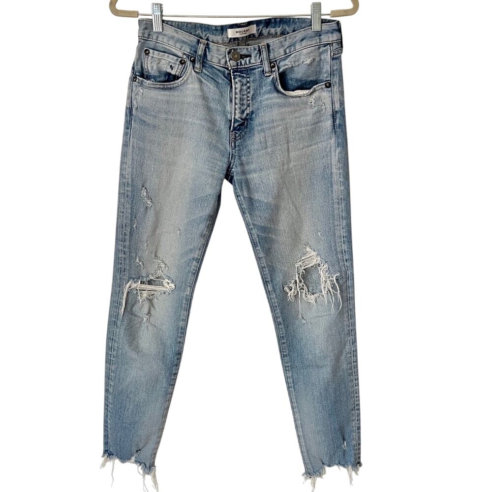 Moussy Altawoods Distressed Ripped Ankle Skinny Jeans 27 Light Blue Wash - Picture 2 of 6